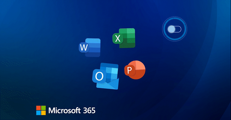 Animation showing a click on the Virtru data protection button, with Microsoft 365 apps being surrounded in a bubble of security. 